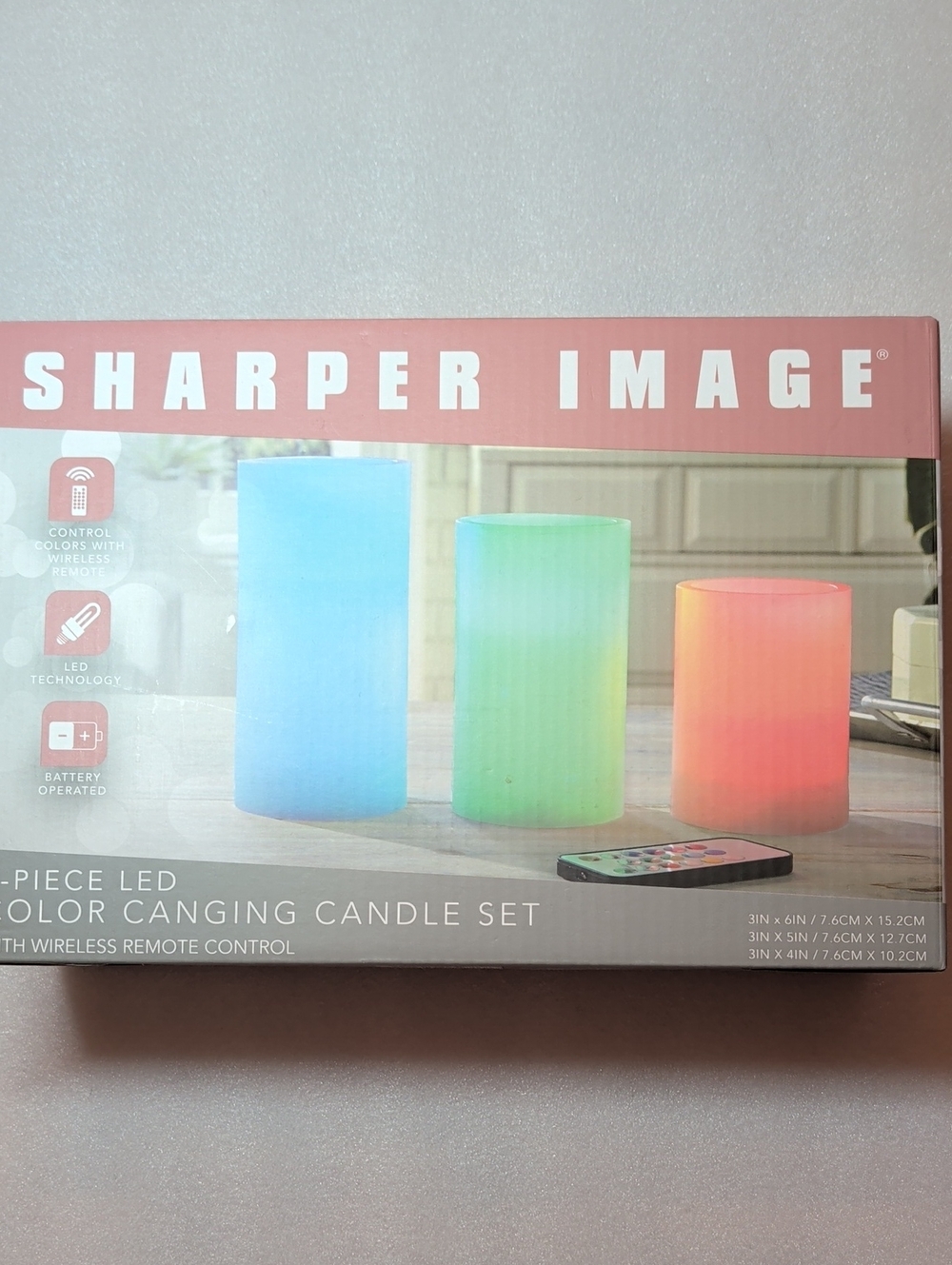 NIB - 3pc LED Color Changing Candle Set By sharper Image